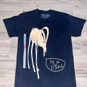 Travis Scott Black Utopia Tee with Cream and Red Design